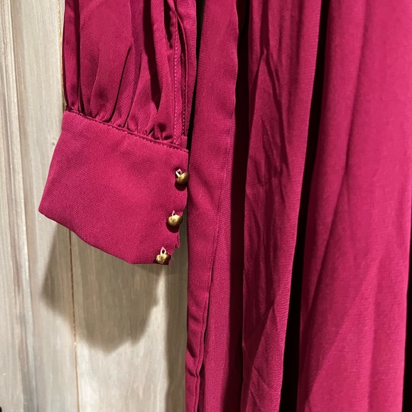 Raspberry long sleeve maternity maxi dress - Picture 3 of 3